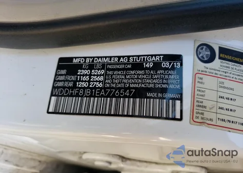 2014 Mercedes-Benz E 350 4Matic z USA, uszkodzony, nr VIN WDDHF8JB1EA776547